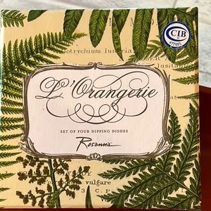L’ORANGERIE  BOTANICAL PRINT SET OF FOUR DIPPING DISHES!! NWOT